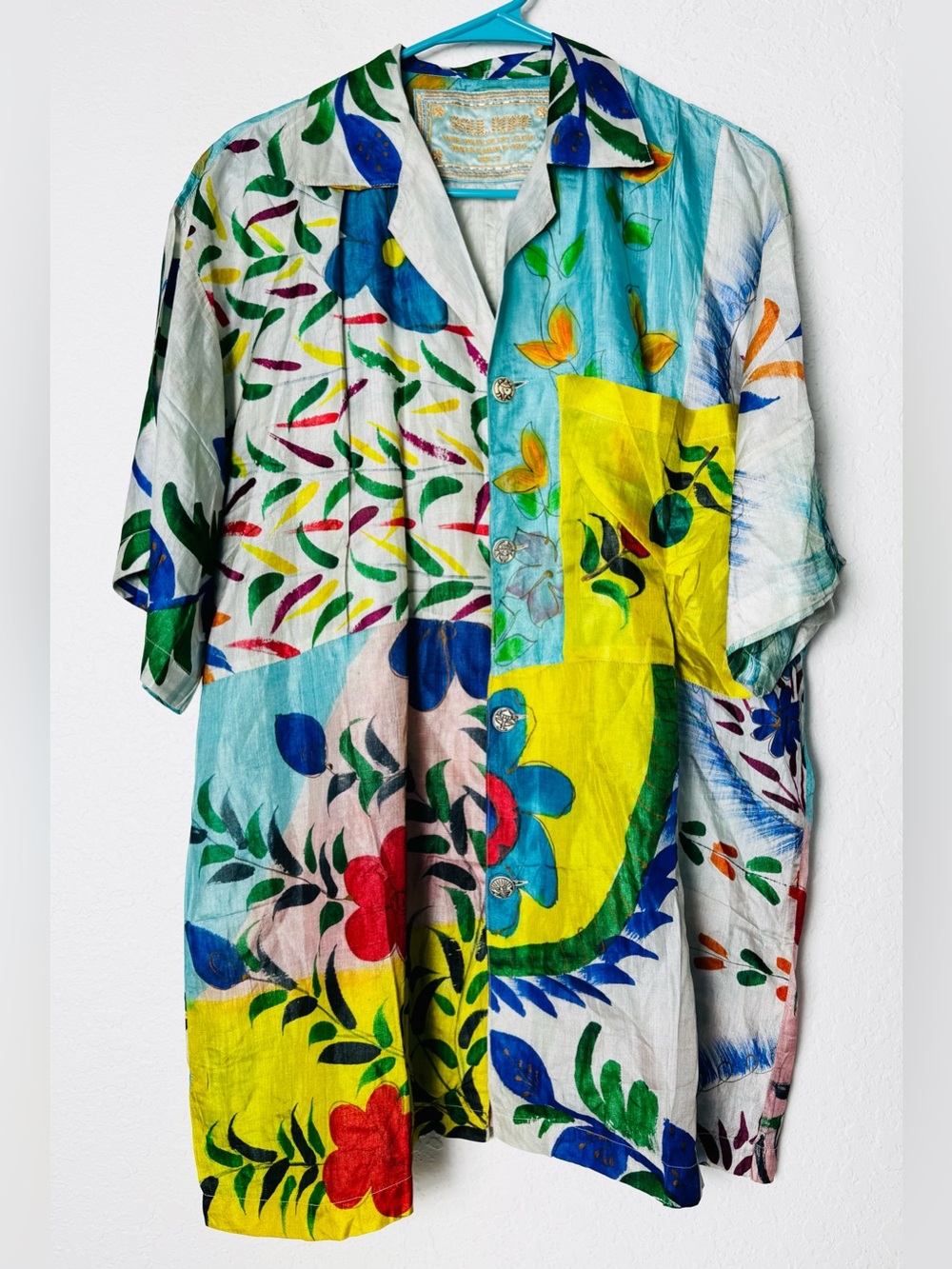 Vintage PAUL ROPP Hand-Painted Silk Shirt Size 3 Medium / Large